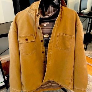 J Crew Wallace & Barnes fleece-lined hooded canvas workshirt